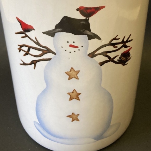 Debbie Mumm Snowman w/Baseball Cap Utensil Holder Jar Sakura Crock Christmas VTG - Picture 8 of 10